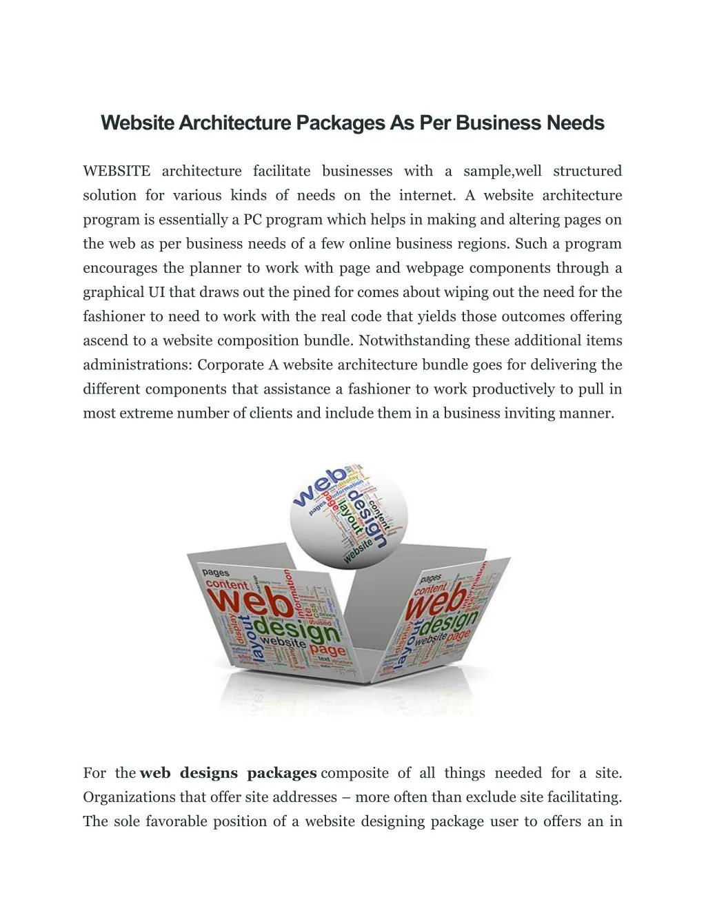 website architecture packages as per business