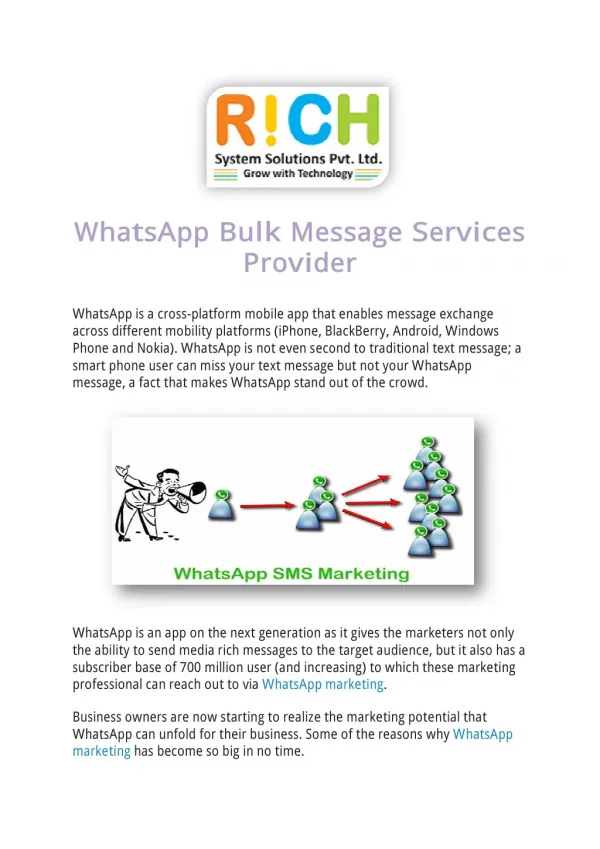 WhatsApp Bulk Message Services Provider