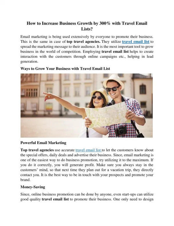 How to Increase Business Growth by 300% with Travel Email Lists?
