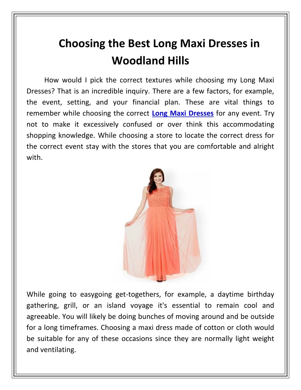 choosing the best long maxi dresses in woodland