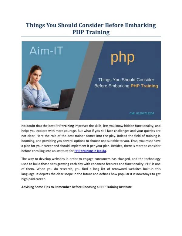 Things You Should Consider Before Embarking PHP Training