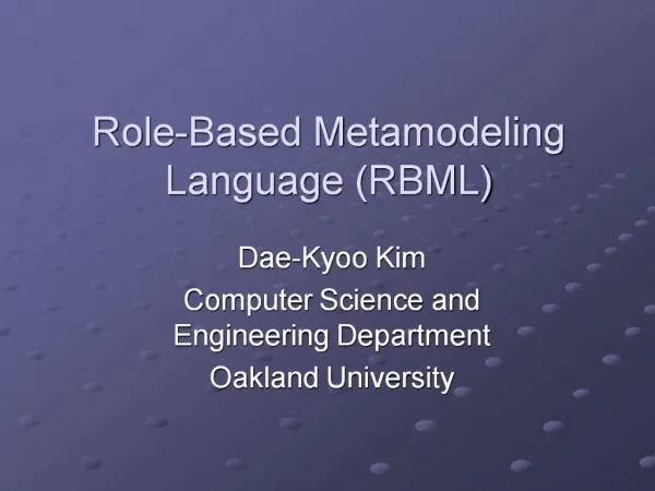 Role-Based Metamodeling Language RBML