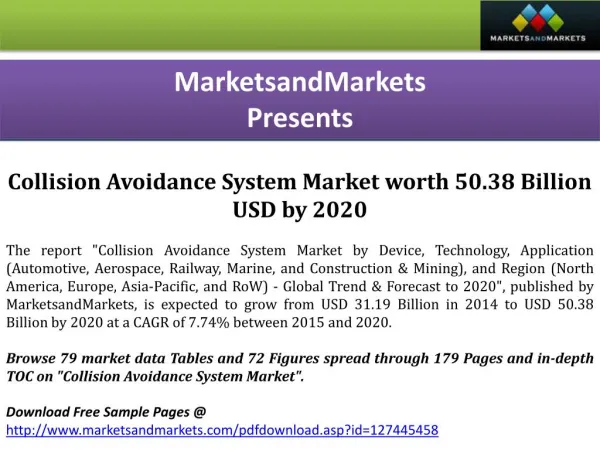 Collision Avoidance System Market worth 50.38 Billion USD by 2020