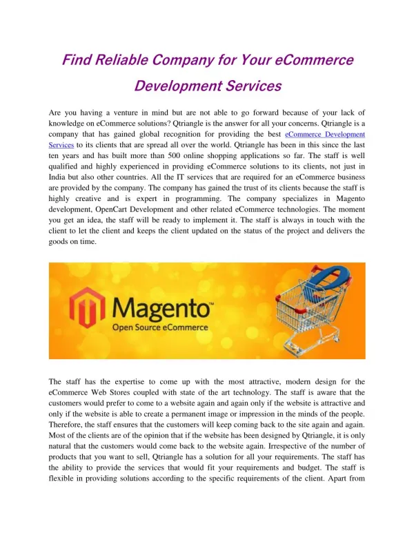 Magento Website Development Company In India