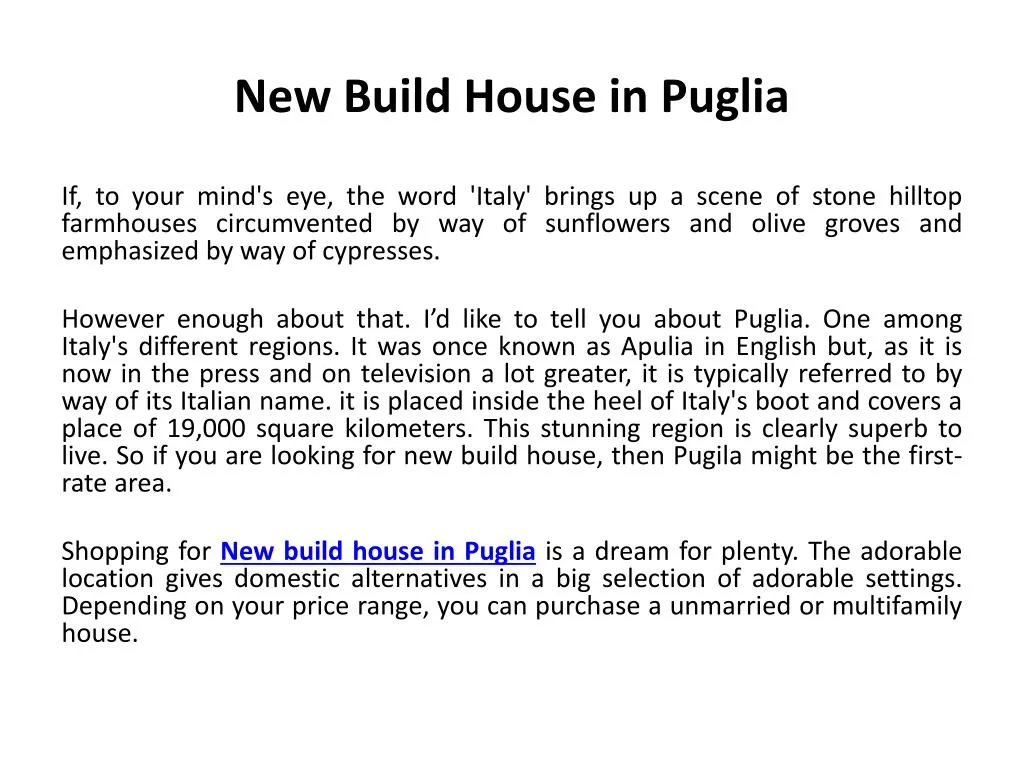 new build house in puglia