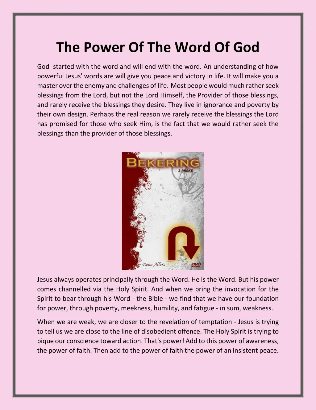 the power of the word of god