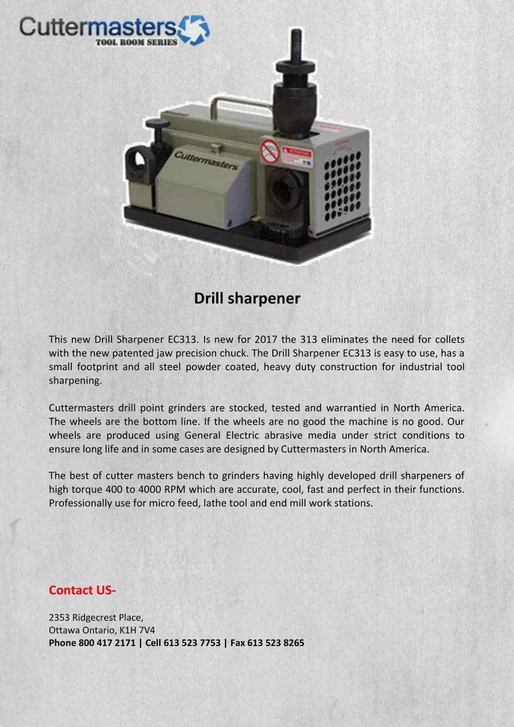drill sharpener this new drill sharpener ec313