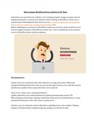 Most Common WordPress Errors and How to Fix Them - slide 1