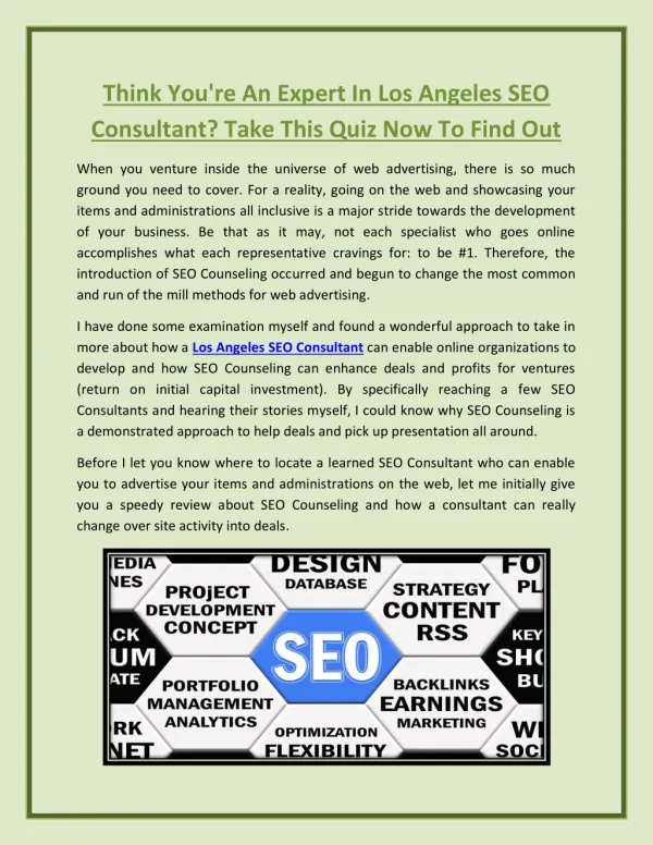 Think You're An Expert In Los Angeles SEO Consultant? Take This Quiz Now To Find Out