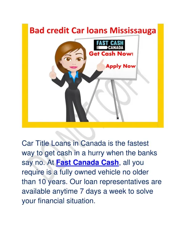 Bad credit Car loans Mississauga
