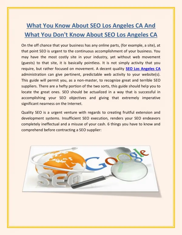 What You Know About SEO Los Angeles CA And What You Don't Know About SEO Los Angeles CA