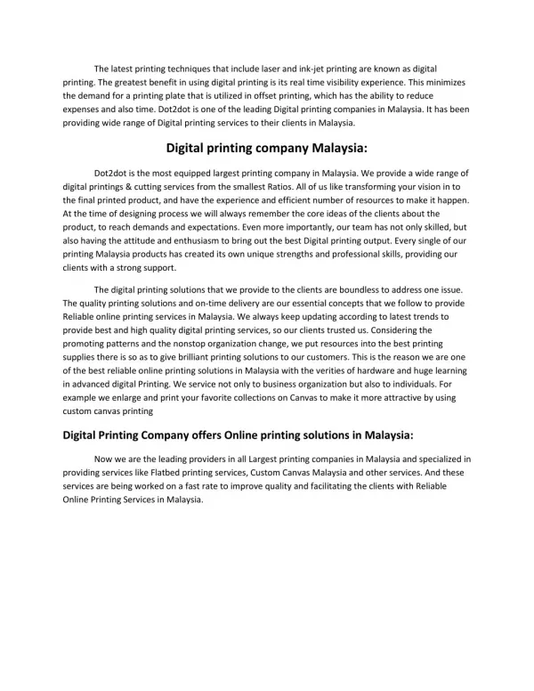 Digital Printing | Online Printing Solutions |Dot2dot