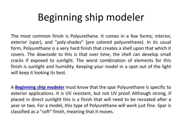 Beginning ship modeler