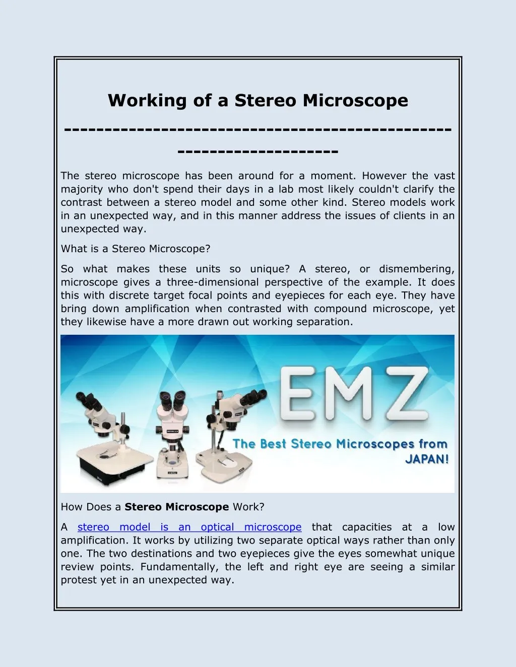 working of a stereo microscope