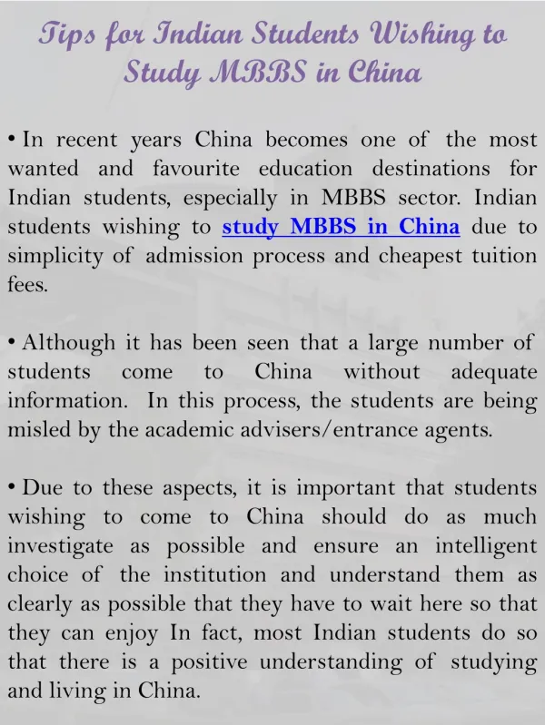 Tips For Indian Students Wishing To Study MBBS In China