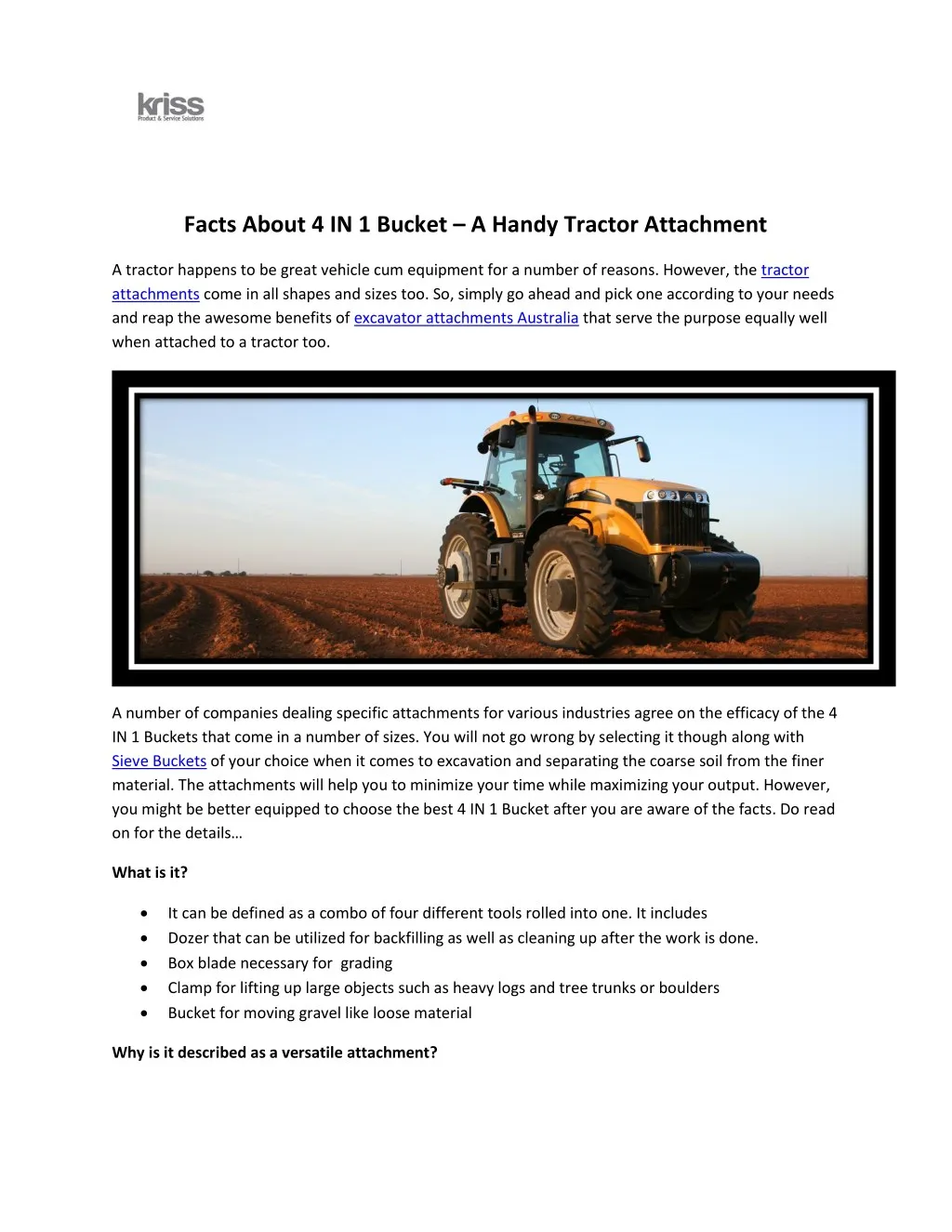 facts about 4 in 1 bucket a handy tractor