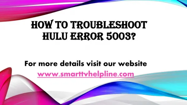 How To Troubleshoot Hulu Error 5003?
