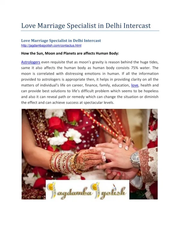 Love Marriage Specialist in Delhi Intercast