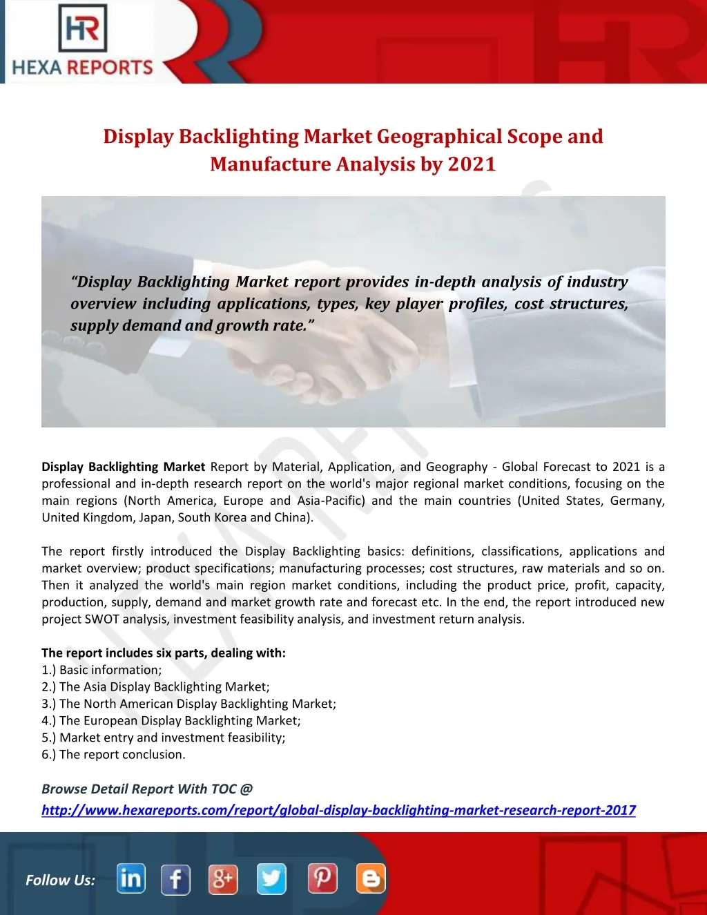 display backlighting market geographical scope