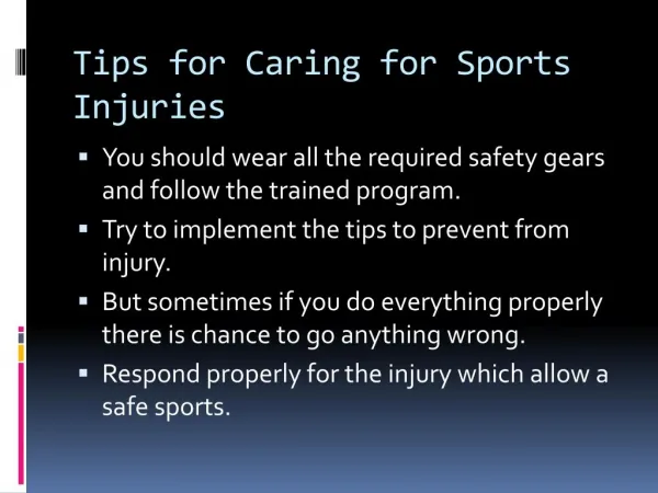 Tips for Caring for Sports Injury