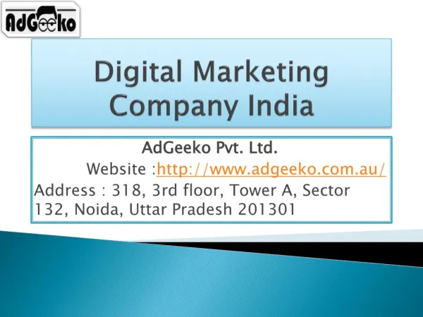 Digital Marketing Company India - Seo Service - AdGeeko