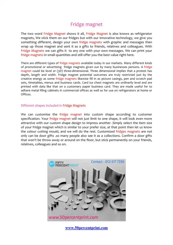50 percent Print | Magnet |Fridge magnet Printing in Malaysia