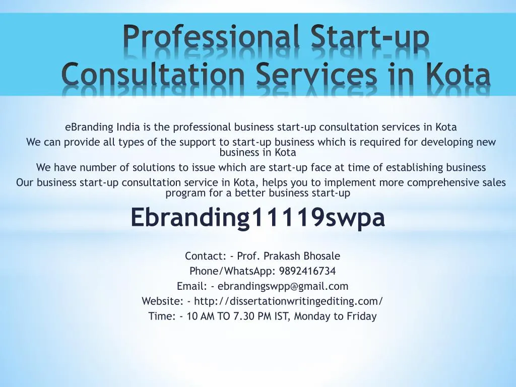 professional start up consultation services in kota