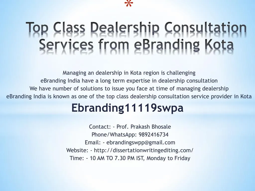 top class dealership consultation services from ebranding kota