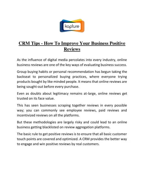How to improve business ve reviews by integrating CRM Software?