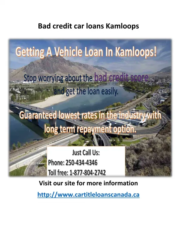 Car Title Loan | Bad Credit Car Loans Kamloops