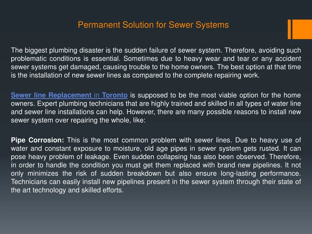 permanent solution for sewer systems