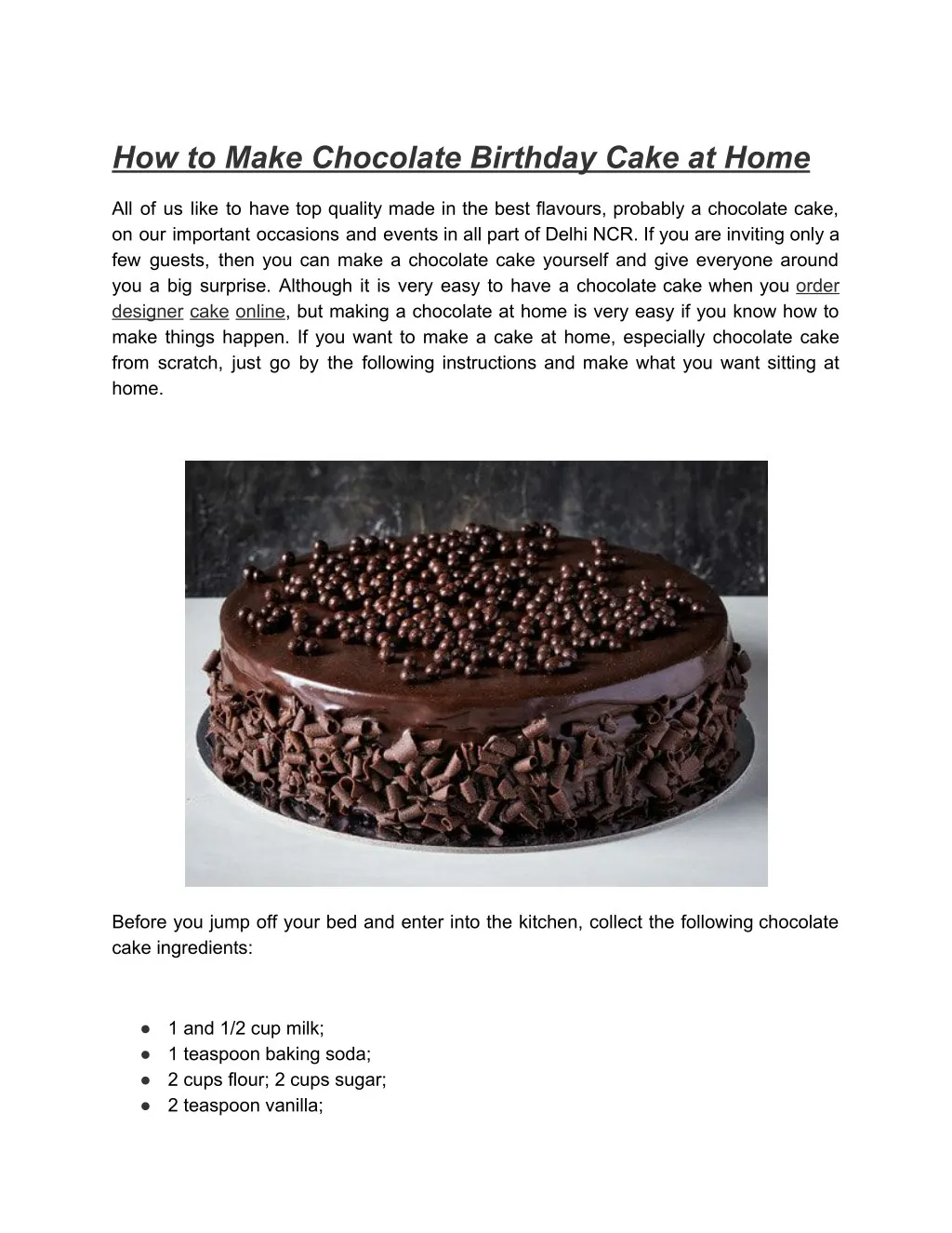 how to make chocolate birthday cake at home