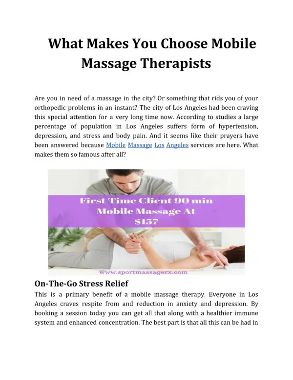 Best Massage Therapy In Los Angeles