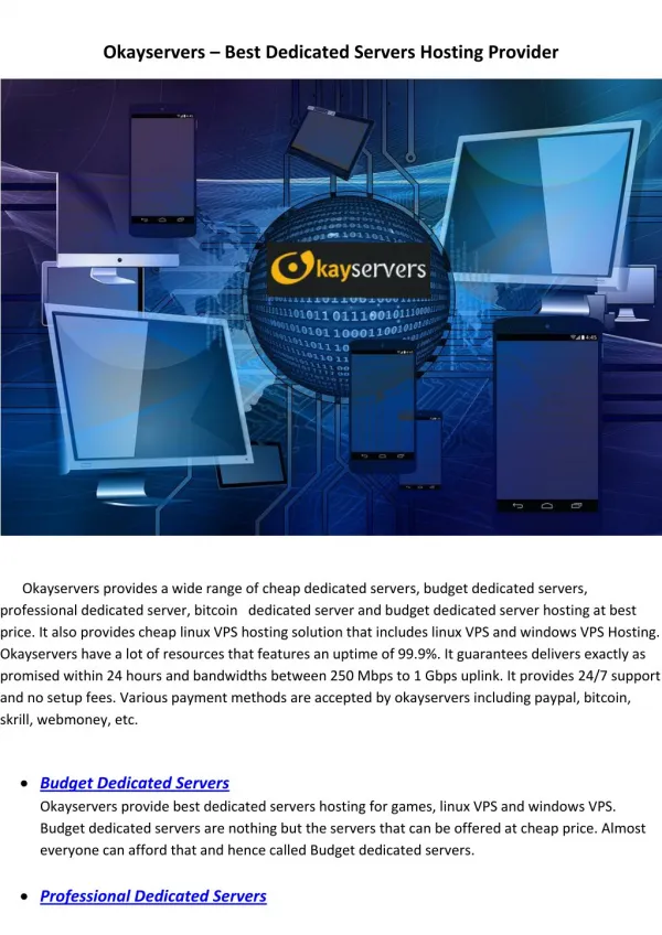 Okayservers – Best Dedicated Servers Hosting Provider
