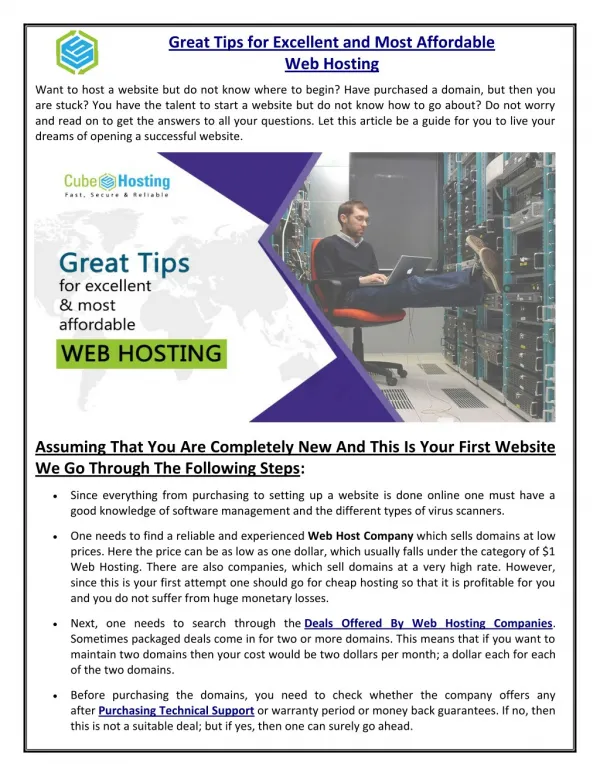 Great Tips for Excellent and Most Affordable Web Hosting
