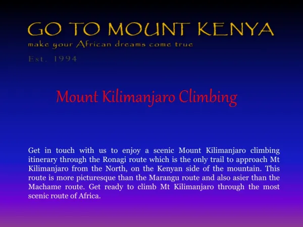 Mt Kenya trek Sirimon
