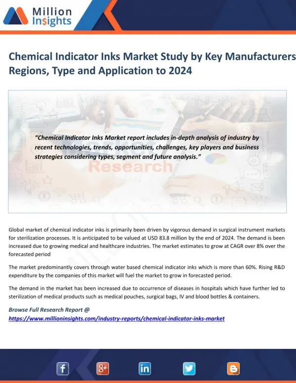 Chemical Indicator Inks Market Competitive Landscape with Industry Driver & Growth Rate to 2024