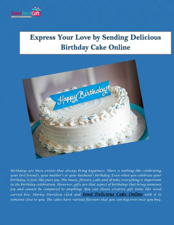Express Your Love By Sending Delicious Birthday Cake Online