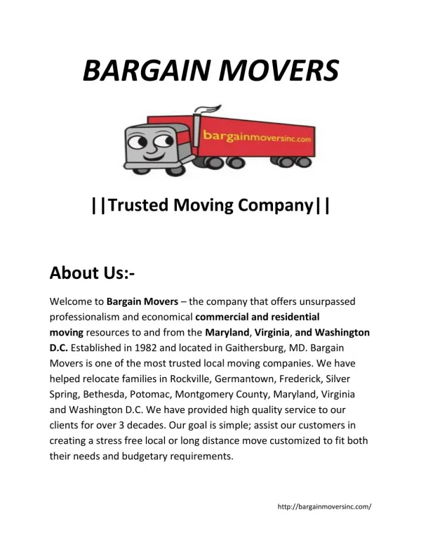 Bargain Movers-Trusted Moving Company