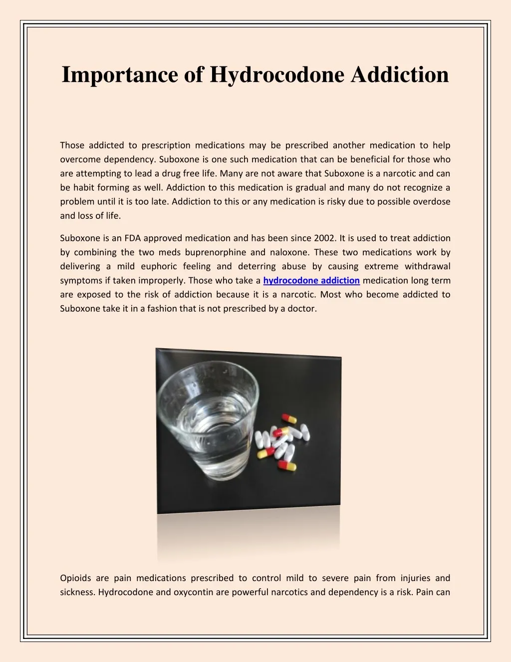 importance of hydrocodone addiction