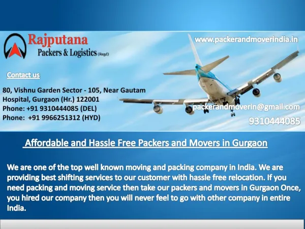 Affordable and Hassle Free Packers and Movers in Gurgaon