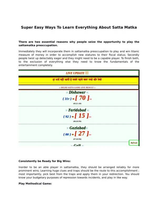 Super Easy Ways To Learn Everything About Satta Matka