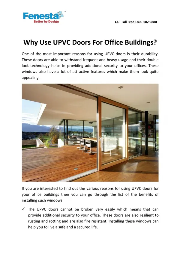 Why Use UPVC Doors for Office Buildings?