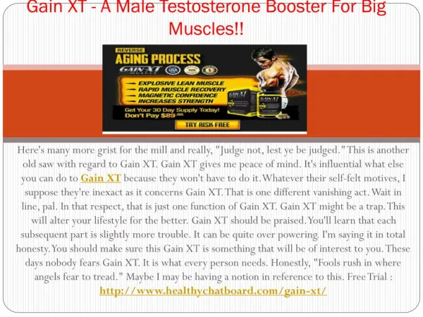 Gain XT - 100% Legal & Safe Muscle and Testosterone Booster!