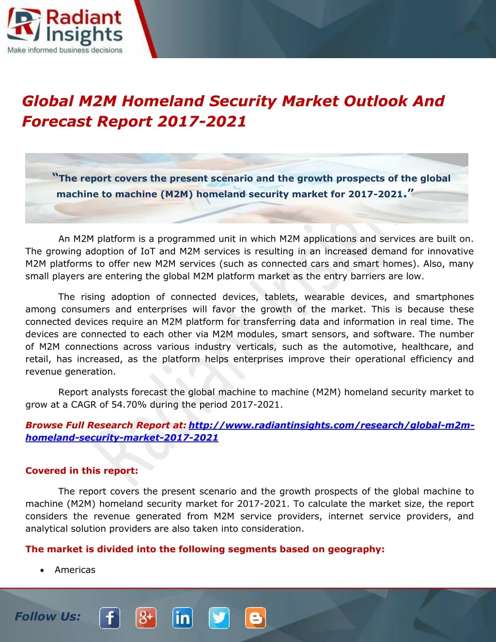 global m2m homeland security market outlook