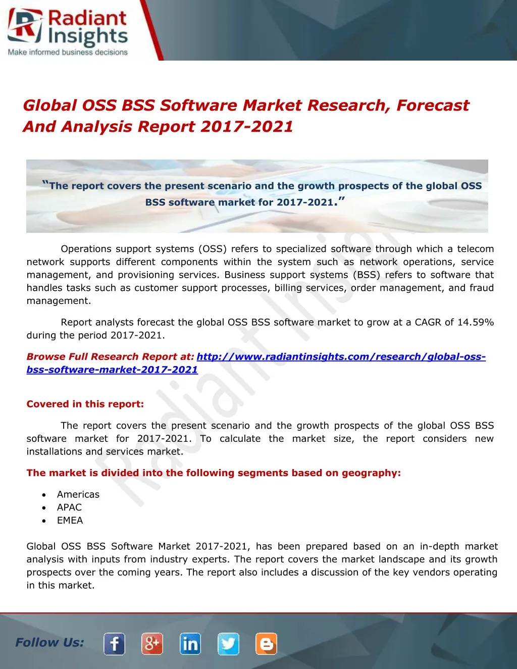global oss bss software market research forecast