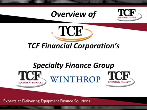 TCF Financial Corporation s Specialty Finance Group