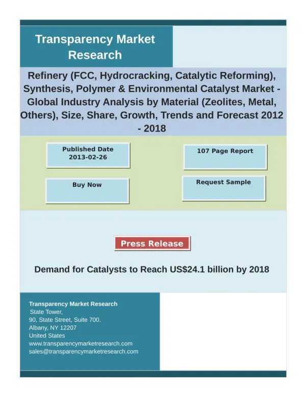 Refinery Market Analysis by Growth, Demand, Segments, Size and Forecast 2012 - 2018