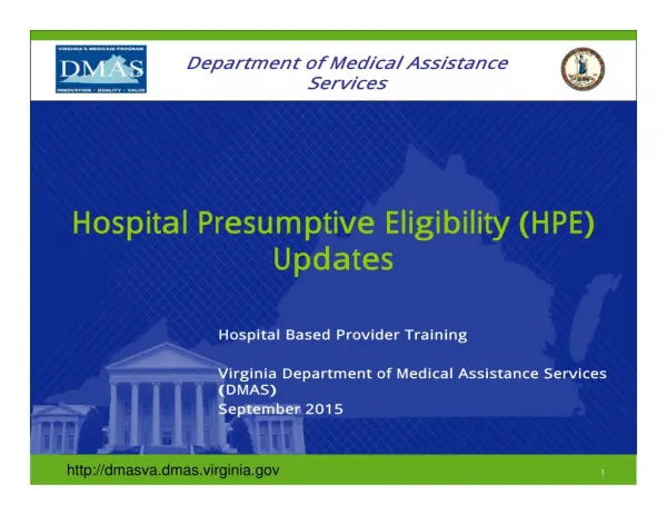 DMAS: Hospital Presumptive Eligibility (HPE) Updates