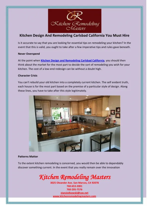 Kitchen Design And Remodeling Carlsbad California You Must Hire